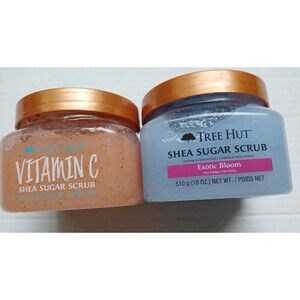 Tree Hut Shea Sugar Scrub- Vitamin C, & Exotic Bloom 18Oz Sealed Set Of 2